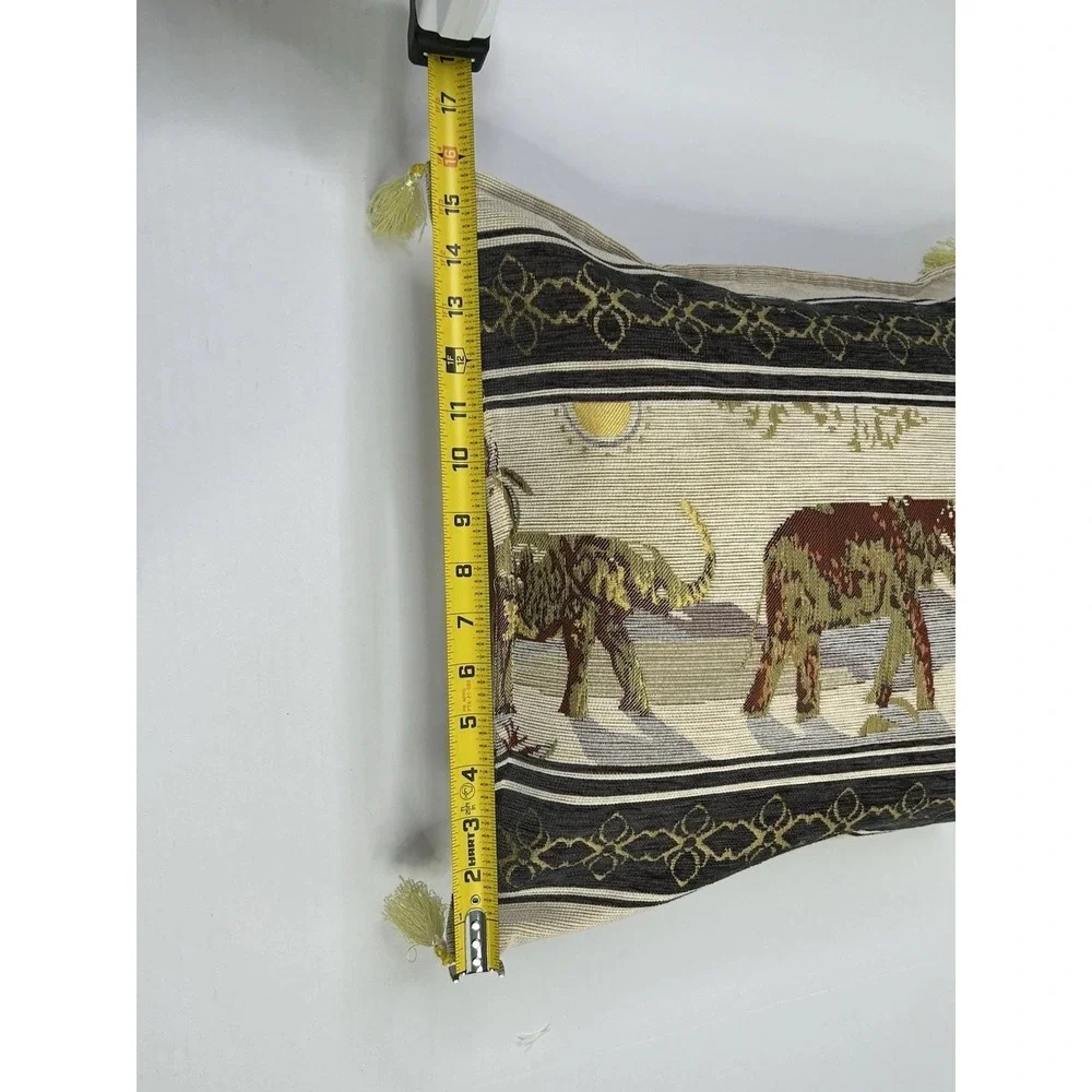 Elephant Decorative Throw Pillow with Tassels Multicolored Multi Print 16